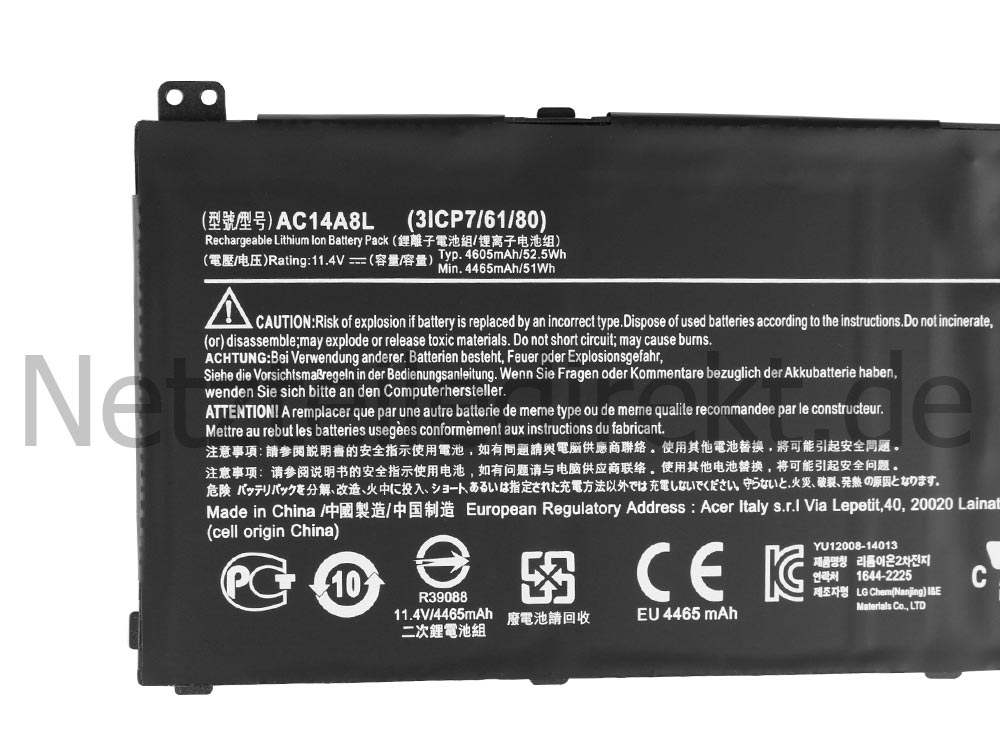 Acer Aspire V15 MS2391 R7-571G-53338G75ass Akku 4605mAh