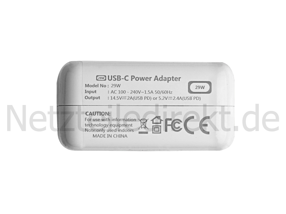 29W USB-C Apple A1584 A1652 Netzteil Ladegerät + Kabel
