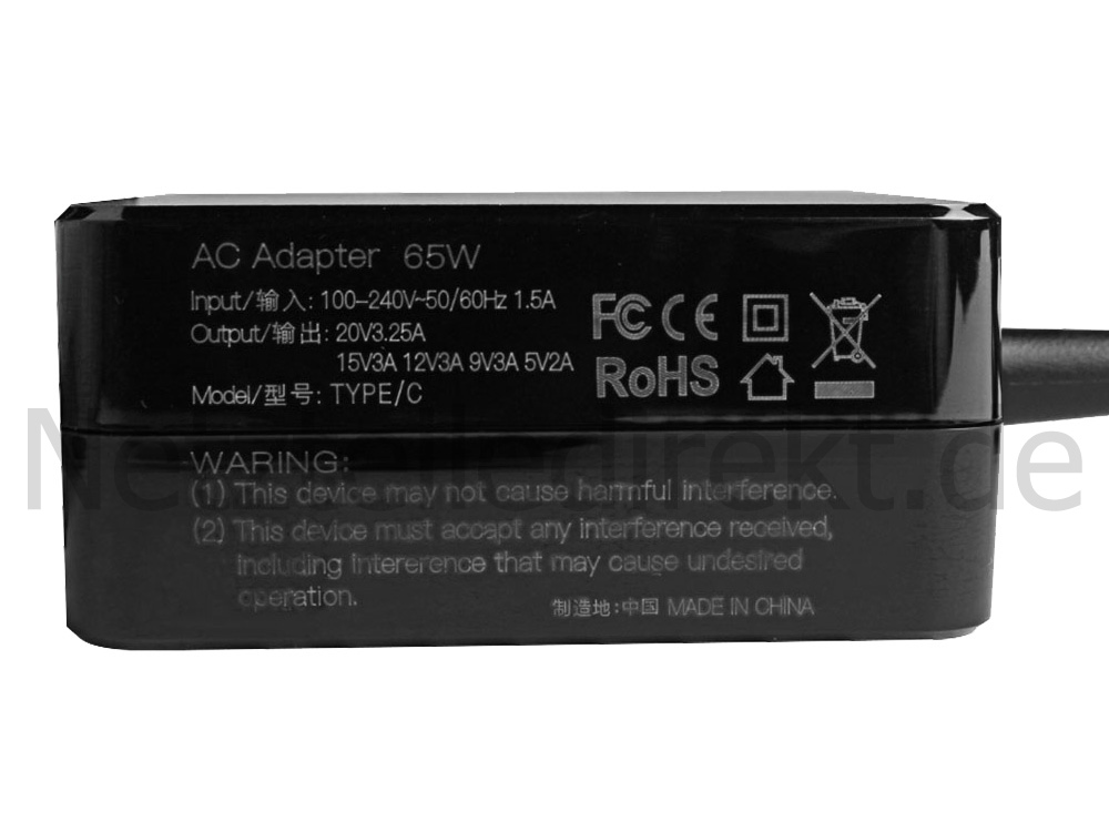 65W USB-C Netzteil Ladegerät Asus ExpertBook B1 B1500CEAE-C73P-CA