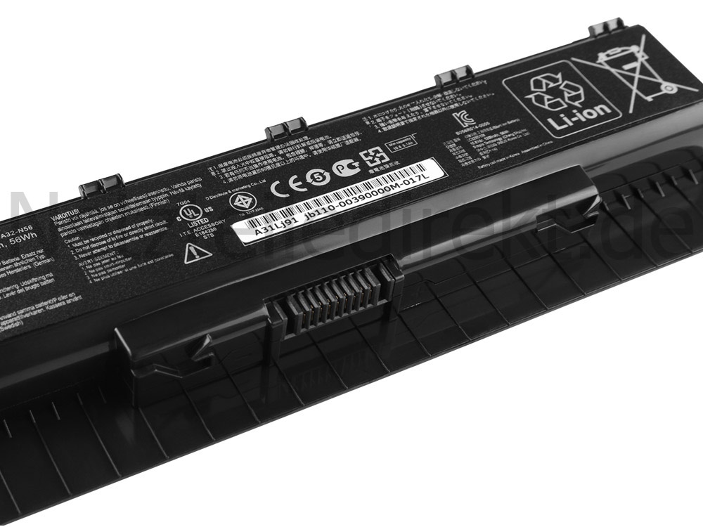 5200mAh 56Wh 6 Zellen Akku Asus N56JN N56JR N56JN-DB71 N56JN-DB71-CA