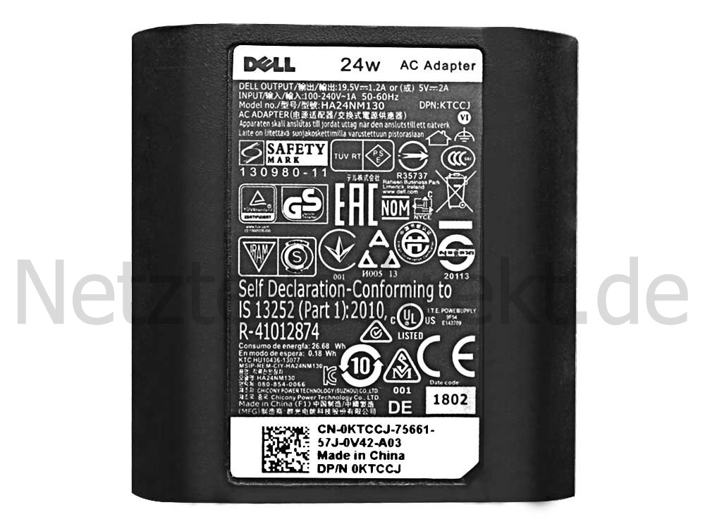 Original 24W Dell 077GR6 77GR6 0JH28M 0KTCCJ 1FMRP 28JG0 Netzteil Ladegerät