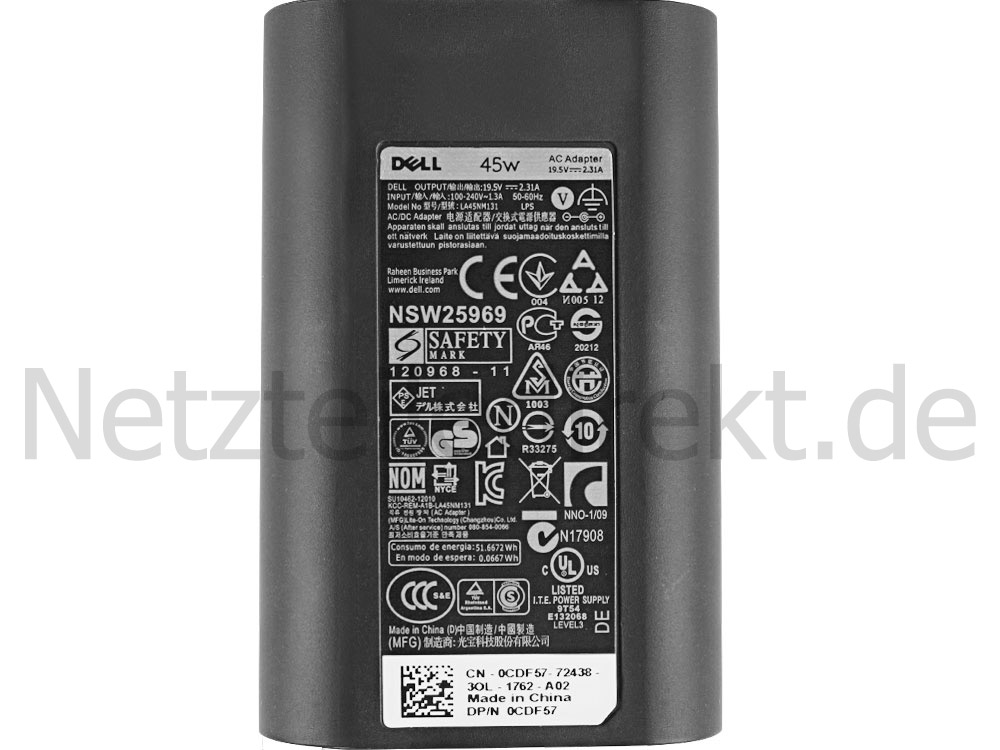 Netzteil Ladegerät Dell XPS 11-9P33D-1501 45W