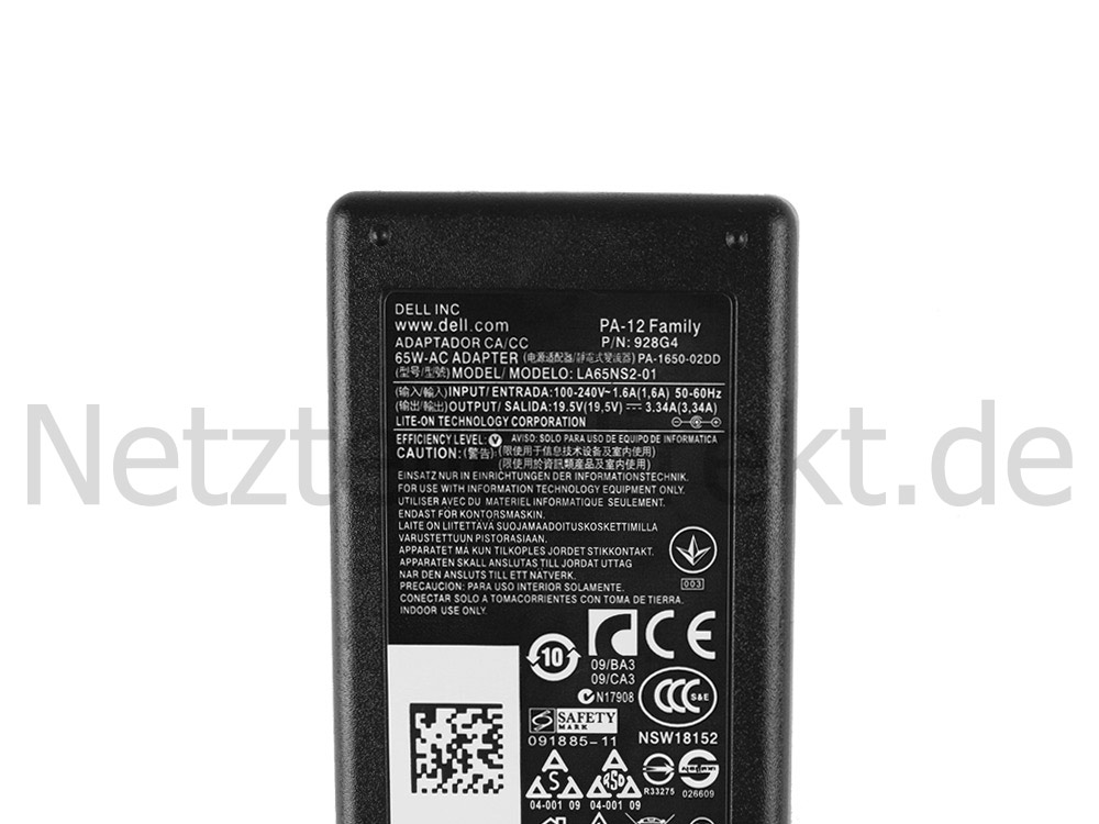 Original 65W Dell D13S D13S001 D14S D14S001 Netzteil Ladegerät + Kabel