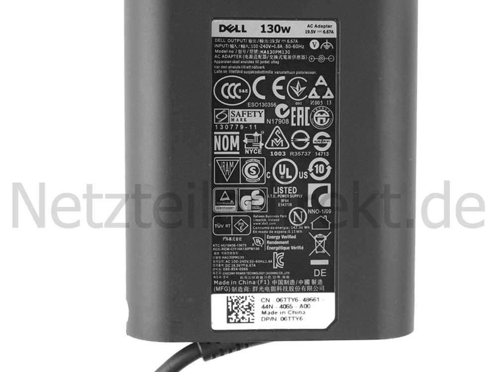 Netzteil Ladegerät Dell Inspiron P65F001 130W + Kabel