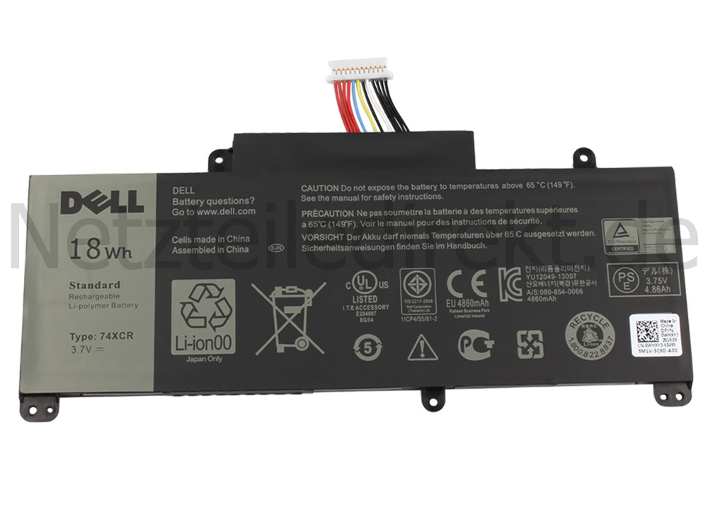 Original 18Wh Akku Dell 074XCR 74XCR