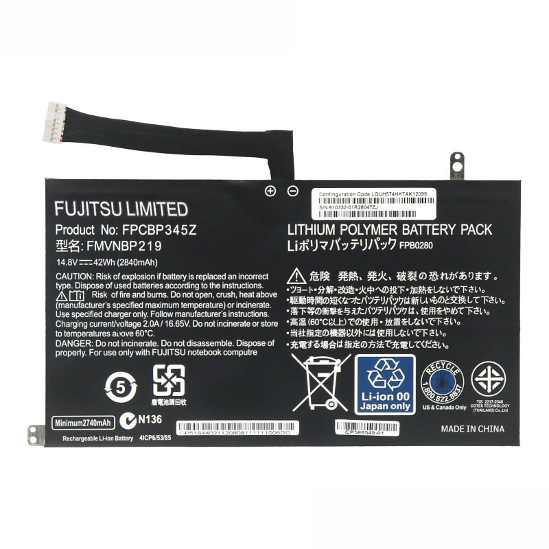 Original 2840mAh 42Wh 4-Zellen Fujitsu FPB0280 Akku