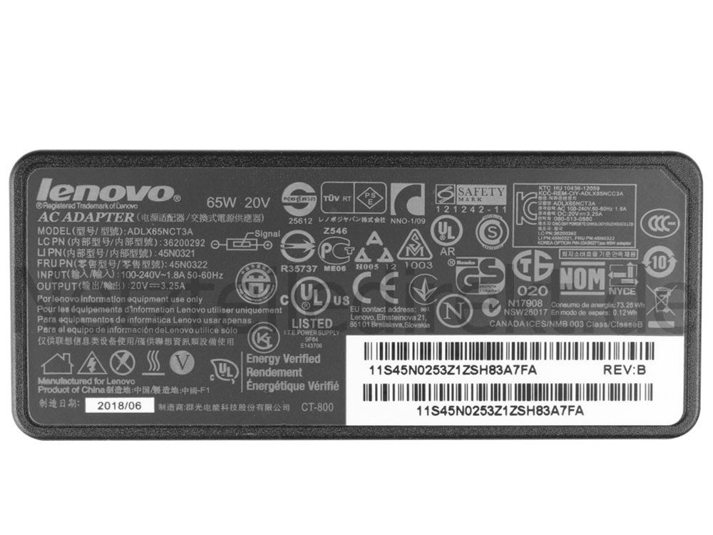 Original Netzteil Ladegerät Lenovo ThinkPad X240 20AL0077PE 65W+Kabel