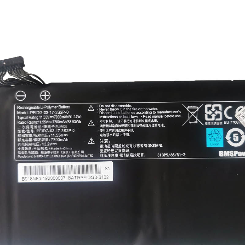 7900mAh 91.24Wh Akku Medion Erazer Beast X10 MD63655
